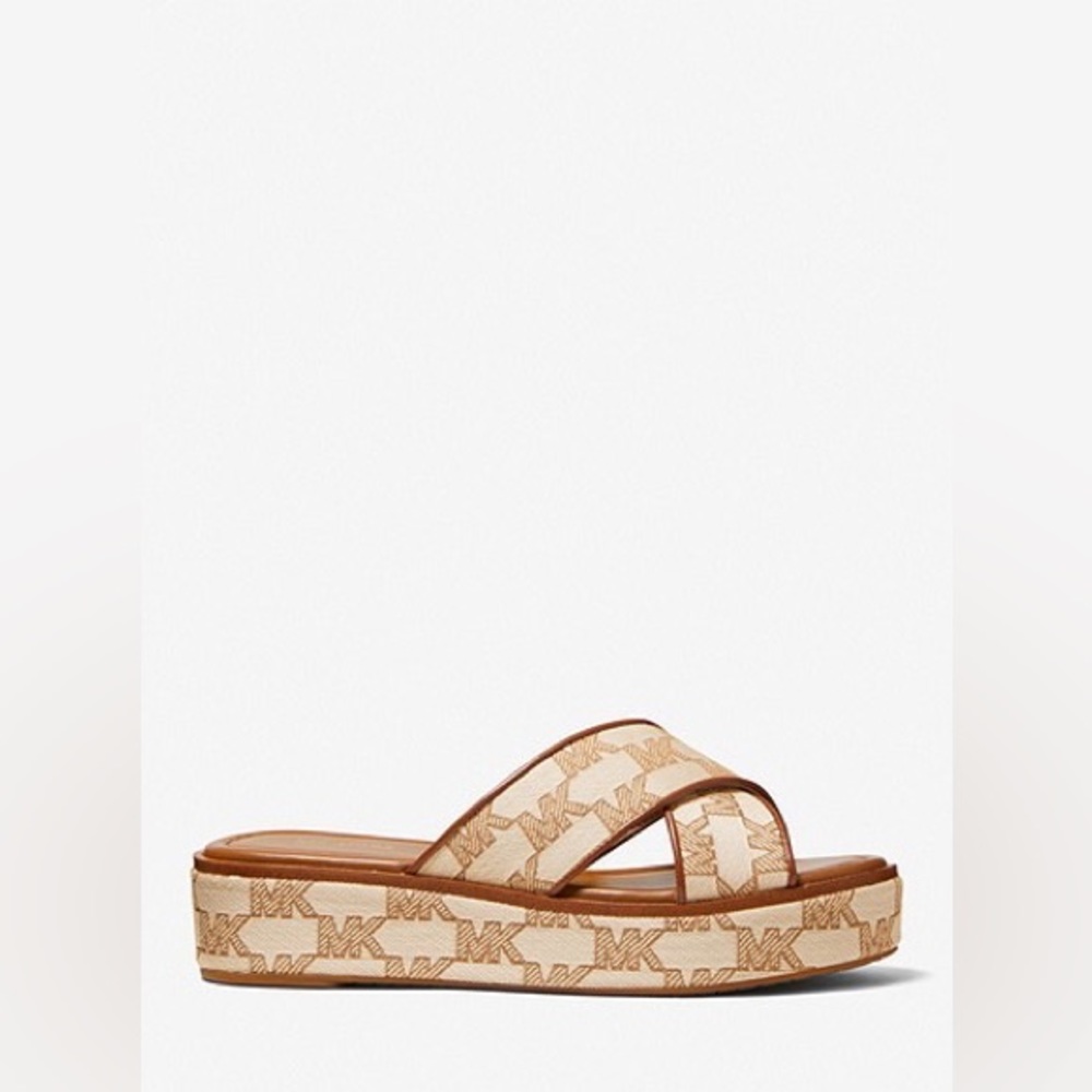 Michael Kors Indira Logo Jacquard Platform Slide Sandal - Picture 3 of 5